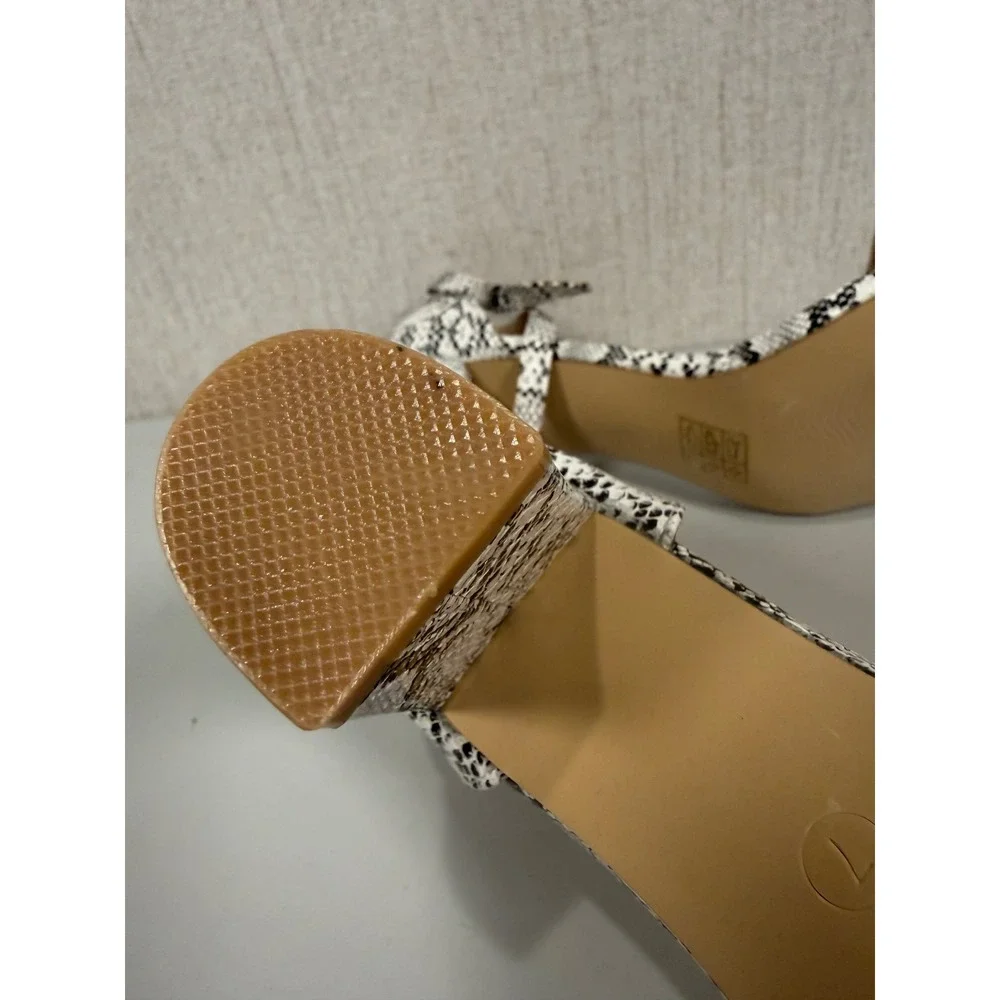 Allegra K Women's Snakeskin Heels Chunky Heels Ankle Strap Sandals women size 7